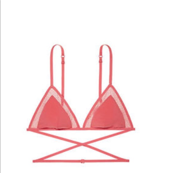 VS triangle mesh trim spaghetti strap Bralette - Picture 2 of 7